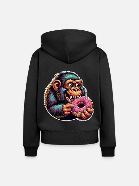 Neandertaler Donut - Frauen Premium Bio Zip Hoodie - Schwarz