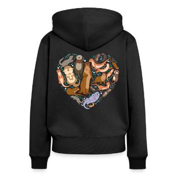 Otter Heart - Women's Premium Organic Zip Hoodie - black - Back - Julia (174cm)
