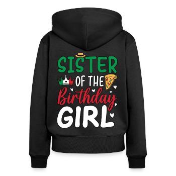 Sœur de la fille d’anniversaire - Sweat à capuche zippé Premium bio Femme - noir - Dos - Julia (174cm)