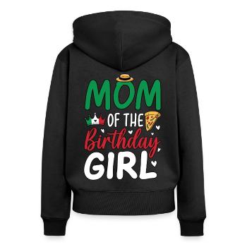Mom Of The Birthday Girl - Frauen Premium Bio Zip Hoodie - Schwarz - Hinten - Julia (174cm)