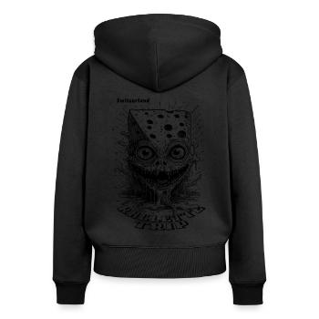 Witziges Raclette Trip Party T-Shirt - Frauen Premium Bio Zip Hoodie - Schwarz - Hinten - Julia (174cm)