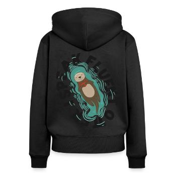 Loutre Je parle couramment Loutre - Sweat à capuche zippé Premium bio Femme - noir - Dos - Julia (174cm)