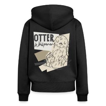 Otter Otter Whisperer - Frauen Premium Bio Zip Hoodie - Schwarz - Hinten - Julia (174cm)
