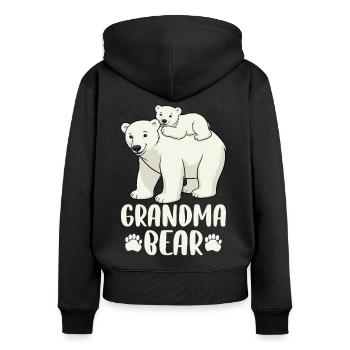 Grandma Bear - Women's Premium Organic Zip Hoodie - black - Back - Julia (174cm)