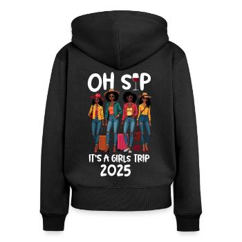 Oh Sip C’est un voyage entre filles 2025 - Sweat à capuche zippé Premium bio Femme - noir - Dos - Julia (174cm)
