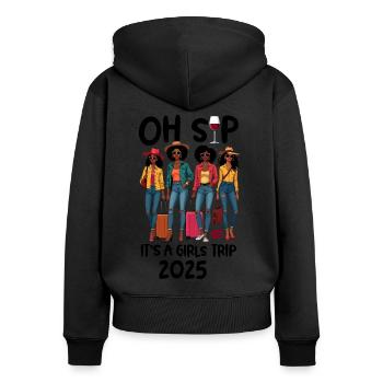 Oh Sip C’est un voyage entre filles 2025 - Sweat à capuche zippé Premium bio Femme - noir - Dos - Julia (174cm)