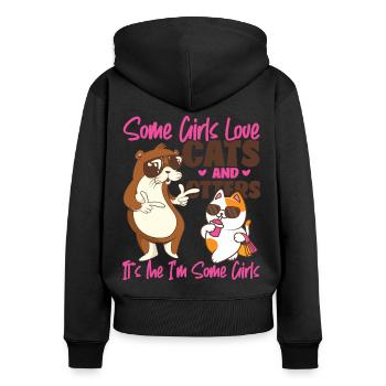 Otter Cat Some Girls Love Cats And - Women's Premium Organic Zip Hoodie - black - Back - Julia (174cm)