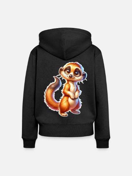 Erdmännchen - Frauen Premium Bio Zip Hoodie - Schwarz