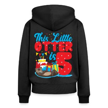 Anniversaire de la loutre Cette petite loutre - Sweat à capuche zippé Premium bio Femme - noir - Dos - Julia (174cm)