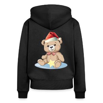 Teddy Teddybär Teddybären Stofftier Kind Kinder - Frauen Premium Bio Zip Hoodie - Schwarz - Hinten - Julia (174cm)