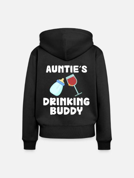 Auntie's Drinking Buddy Lustig - Frauen Premium Bio Zip Hoodie - Schwarz