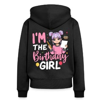 Grand-mère de la fille d’anniversaire - Sweat à capuche zippé Premium bio Femme - noir - Dos - Julia (174cm)