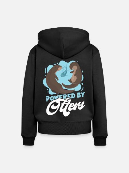 Otter Powered By Otters - Frauen Premium Bio Zip Hoodie - Schwarz