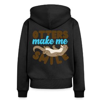 Otter Otters Make Me Smile - Women's Premium Organic Zip Hoodie - black - Back - Julia (174cm)