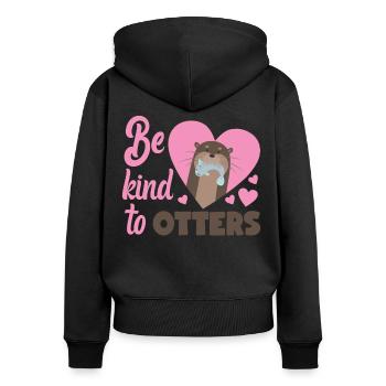 Loutre Jeu de mots Soyez gentil avec les loutres - Sweat à capuche zippé Premium bio Femme - noir - Dos - Julia (174cm)