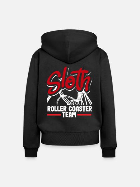 Sloth Achterbahn Team Abenteuer - Frauen Premium Bio Zip Hoodie - Schwarz