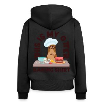 Otter Baking Pun This Is My Otter - Women's Premium Organic Zip Hoodie - black - Back - Julia (174cm)