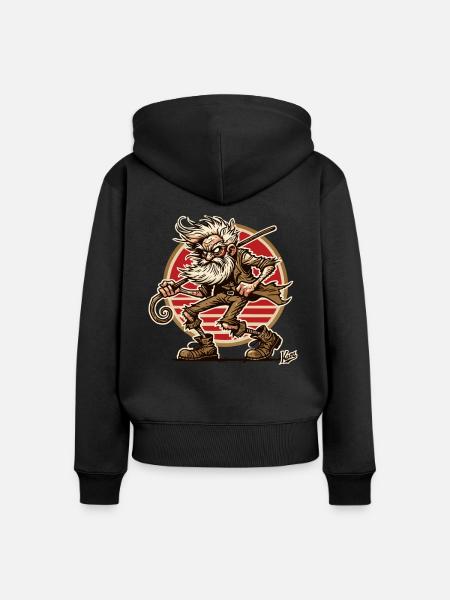 cooler schlechte Laune Opa - Frauen Premium Bio Zip Hoodie - Schwarz