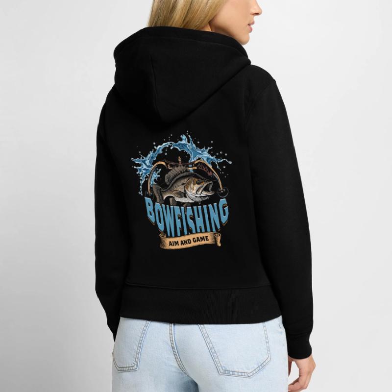 Bogenfischer Bogenfischen Objectif Et Jeu De Pêche À L’arc Sweat à capuche zippé Premium bio Femme