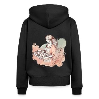 Baking with love Nostalgic flair - Women's Premium Organic Zip Hoodie - black - Back - Julia (174cm)