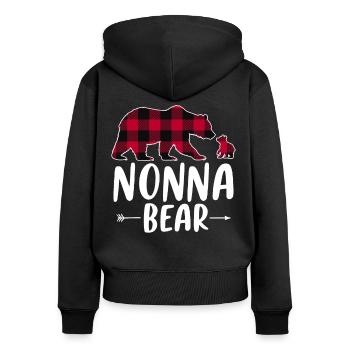 Ours Nonna - Sweat à capuche zippé Premium bio Femme - noir - Dos - Julia (174cm)