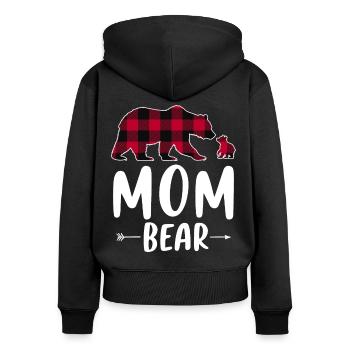 Mom Bear - Women's Premium Organic Zip Hoodie - black - Back - Julia (174cm)