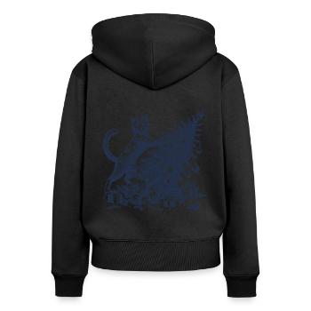CatFunny Cat Noël Style Rétro - Sweat à capuche zippé Premium bio Femme - noir - Dos - Julia (174cm)