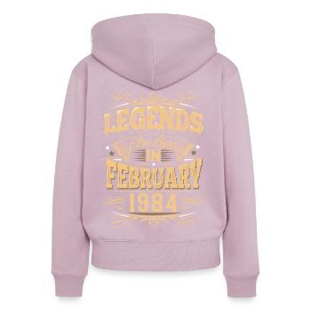 Februar 1984 Geburtstag Legende - Frauen Premium Bio Zip Hoodie - Altrosa - Hinten - Julia (174cm)