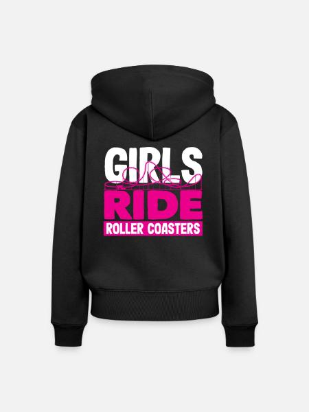 Mädchen Fahren Achterbahnen - Frauen Premium Bio Zip Hoodie - Schwarz