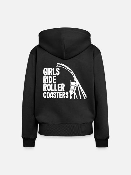 Mädchen Fahren Achterbahnen - Frauen Premium Bio Zip Hoodie - Schwarz