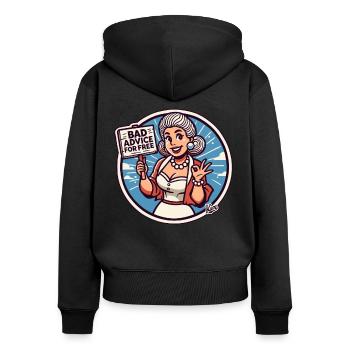 Hausfrauen-Klatsch: Schlechte Ratschläge Gratis - Frauen Premium Bio Zip Hoodie - Schwarz - Hinten - Julia (174cm)