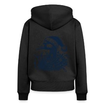 Weihnachtsgans Tollpatsch Mit Lichterkette - Frauen Premium Bio Zip Hoodie - Schwarz - Hinten - Julia (174cm)