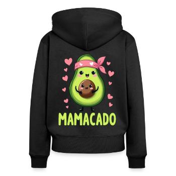 Werdende Mama & Mutter, Mamacado, Schwangerschaft - Frauen Premium Bio Zip Hoodie - Schwarz - Hinten - Julia (174cm)
