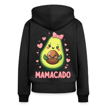 Werdende Mama & Mutter, Mamacado, Schwangerschaft - Frauen Premium Bio Zip Hoodie - Schwarz - Hinten - Julia (174cm)