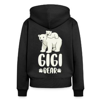 Gigi Bear - Frauen Premium Bio Zip Hoodie - Schwarz - Hinten - Julia (174cm)