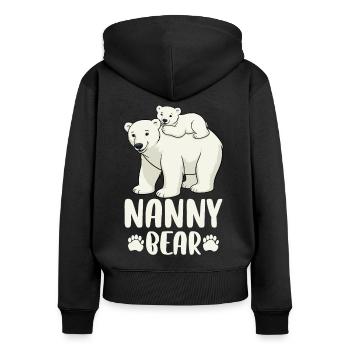 Nanny Bear - Frauen Premium Bio Zip Hoodie - Schwarz - Hinten - Julia (174cm)