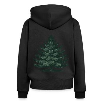 Weihnachten Tannenbaum Illustration - Frauen Premium Bio Zip Hoodie - Schwarz - Hinten - Julia (174cm)
