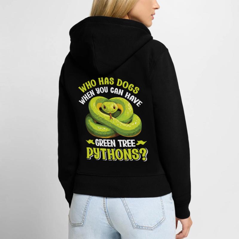 Green Tree Python Women's Premium Organic Zip Hoodie
