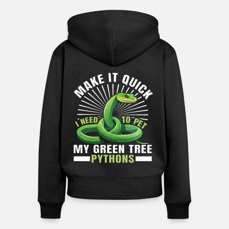 Python arborescent vert - Sweat à capuche zippé Premium bio Femme - noir