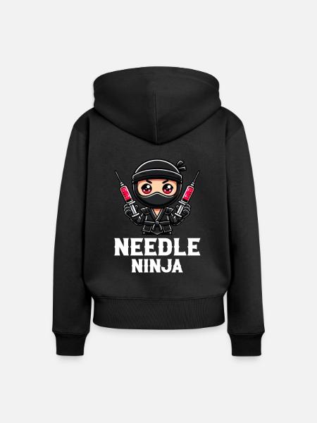 Needle Ninja, funny phlebotomist - Frauen Premium Bio Zip Hoodie - Schwarz