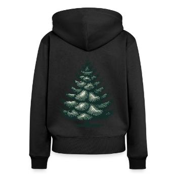 Weihnachtlicher Tannenbaum Illustration - Frauen Premium Bio Zip Hoodie - Schwarz - Hinten - Julia (174cm)