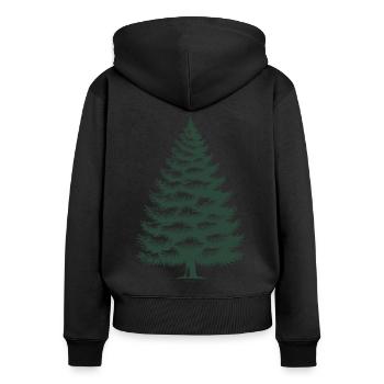 Illustration traditionnelle de sapin de Noël - Sweat à capuche zippé Premium bio Femme - noir - Dos - Julia (174cm)