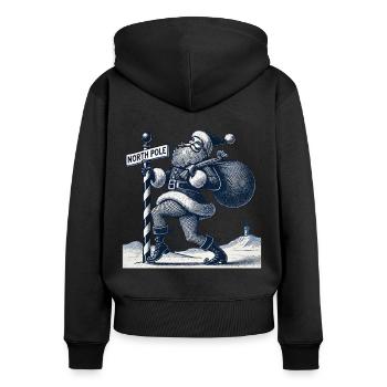 Drôle de Noël pole dance Père Noël - Sweat à capuche zippé Premium bio Femme - noir - Dos - Julia (174cm)