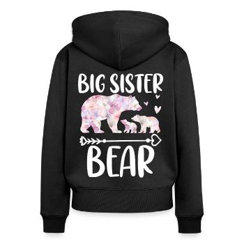 Big Sister Bear - Women's Premium Organic Zip Hoodie - black - Back - Julia (174cm)