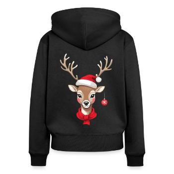 Renne de Noël avec chapeau - Sweat à capuche zippé Premium bio Femme - noir - Dos - Julia (174cm)