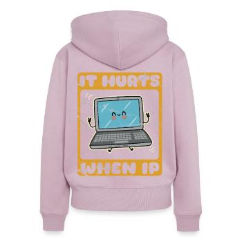 IT Geek, Accessoires PC Périphériques de stockage Evolution - Sweat à capuche zippé Premium bio Femme - rose poudré - Dos - Julia (174cm)