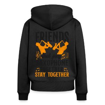 Saxophone Friends Besties Buddies - Women's Premium Organic Zip Hoodie - black - Back - Julia (174cm)