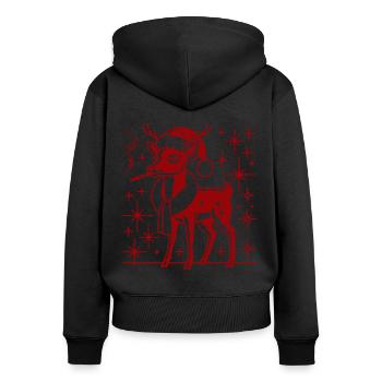 Maman renne de Noël - Sweat à capuche zippé Premium bio Femme - noir - Dos - Julia (174cm)