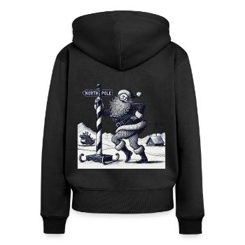 Drôle Père Noël Pole Dance Noël - Sweat à capuche zippé Premium bio Femme - noir - Dos - Julia (174cm)