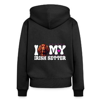 Ich liebe meinen Irish Red Setter - Frauen Premium Bio Zip Hoodie - Schwarz - Hinten - Julia (174cm)